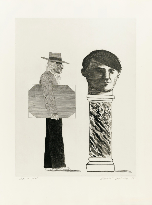 大卫霍克尼单色版画1973The Student  Homage To Picasso
